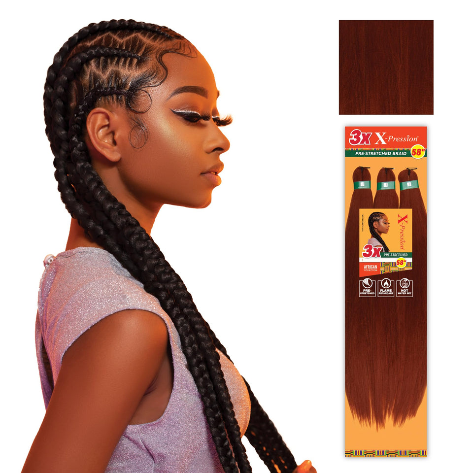 Sensationnel X-pression prestretched braiding hair 58 inches for fast box braids and twists.