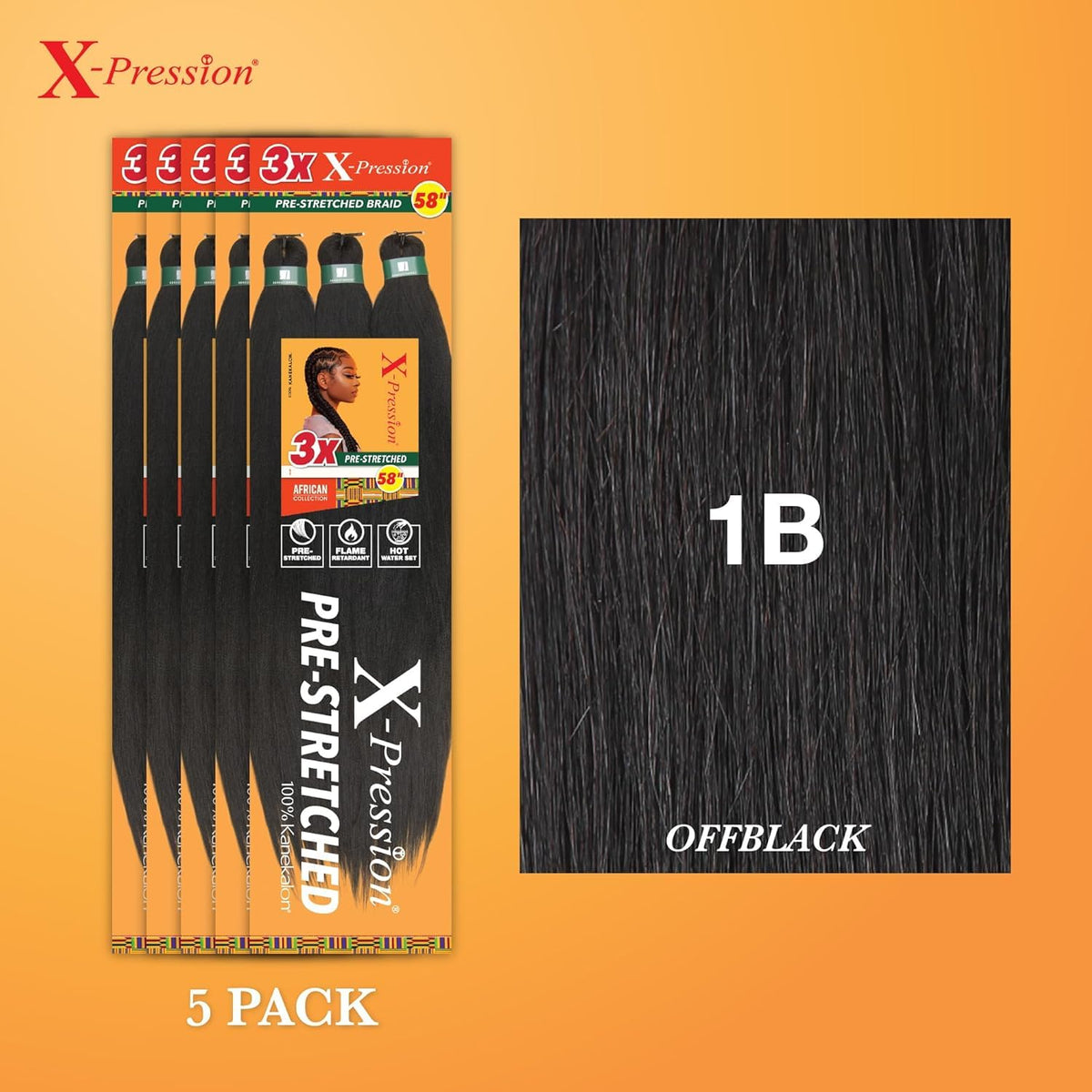 Sensationnel XPRESSION 3X close-up shows flame-retardant Kanekalon fiber.