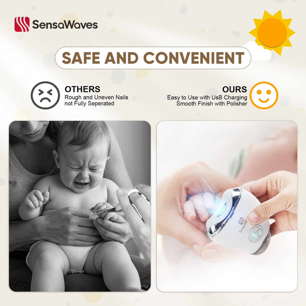 Sensawaves USB rechargeable clipper convenient charging anywhere