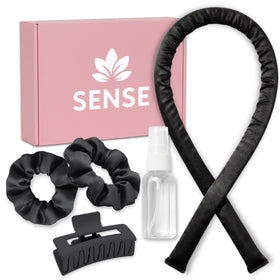 Sense Wellness satin heatless curling rod 39-inch ready for overnight frizz-free waves.