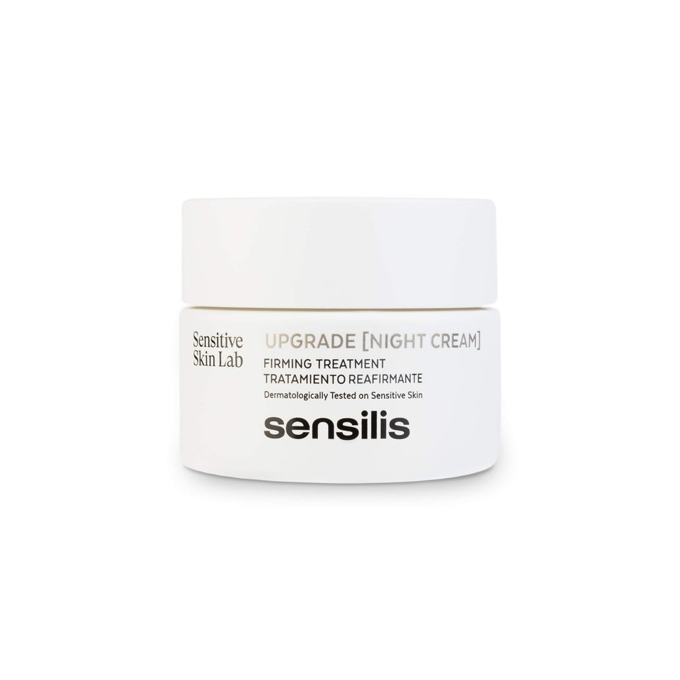 Sensilis Upgrade Night Cream 50ml tube closeup showing rich, non-greasy night care.