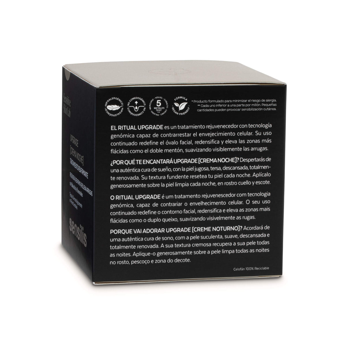 Sensilis Upgrade Night Cream bakuchiol ingredient label hints at plant-based anti-age care.