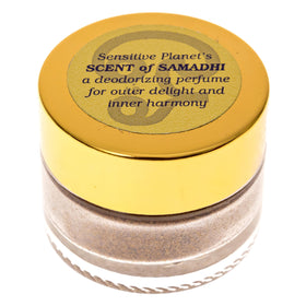 Sensitive Planet Scent of Samadhi powder jar with natural, long-lasting fragrance.