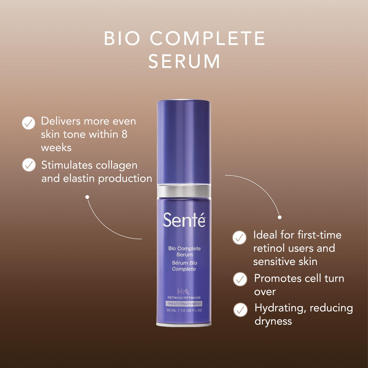 Sente Bio Complete Serum pump dispense for easy nightly use
