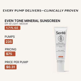 Sente Even Tone applied on the face for an even-toned look.