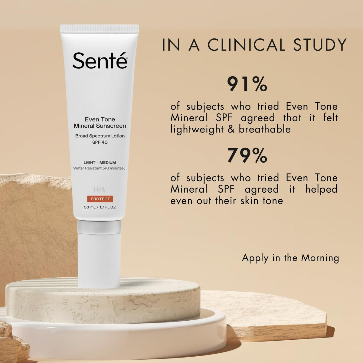 Sente Even Tone tinted swatch on skin demonstrates light-to-medium shade blending.