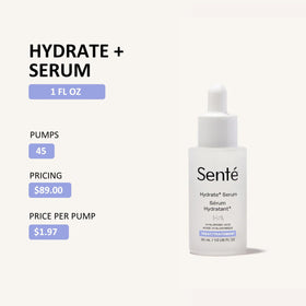 Sente Hydrate+ Serum texture closeup demonstrates lightweight, fast-absorbing hydration
