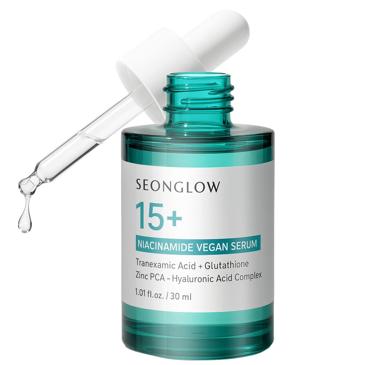 SEONGLOW 15% Niacinamide+3% Tranexamic Acid serum bottle ready for use, pore-minimizing benefits