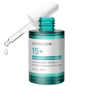 SEONGLOW 15% Niacinamide+3% Tranexamic Acid serum bottle ready for use, pore-minimizing benefits