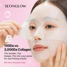 Applying SEONGLOW mask close-up showing hydration on skin