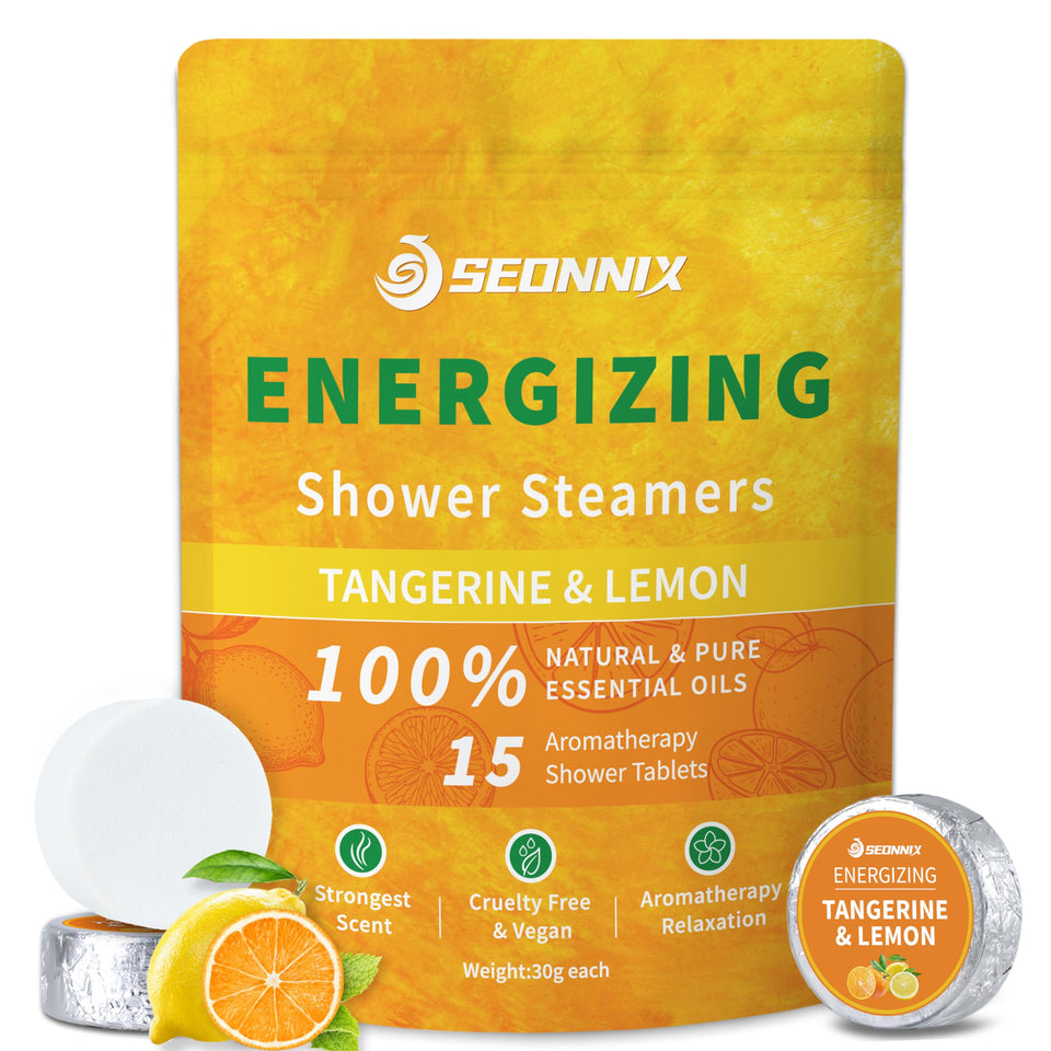 SEONNIX 15-pack shower steamers with Tangerine and Lemon oils for aromatherapy