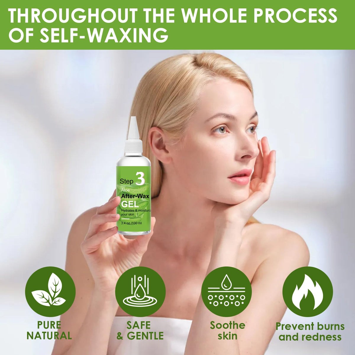 Seopri skin care kit usage steps image illustrating before during after waxing