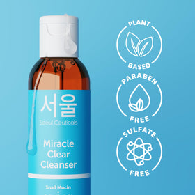 SeoulCeuticals sensitive skin friendly formula badge signals gentle daily cleansing