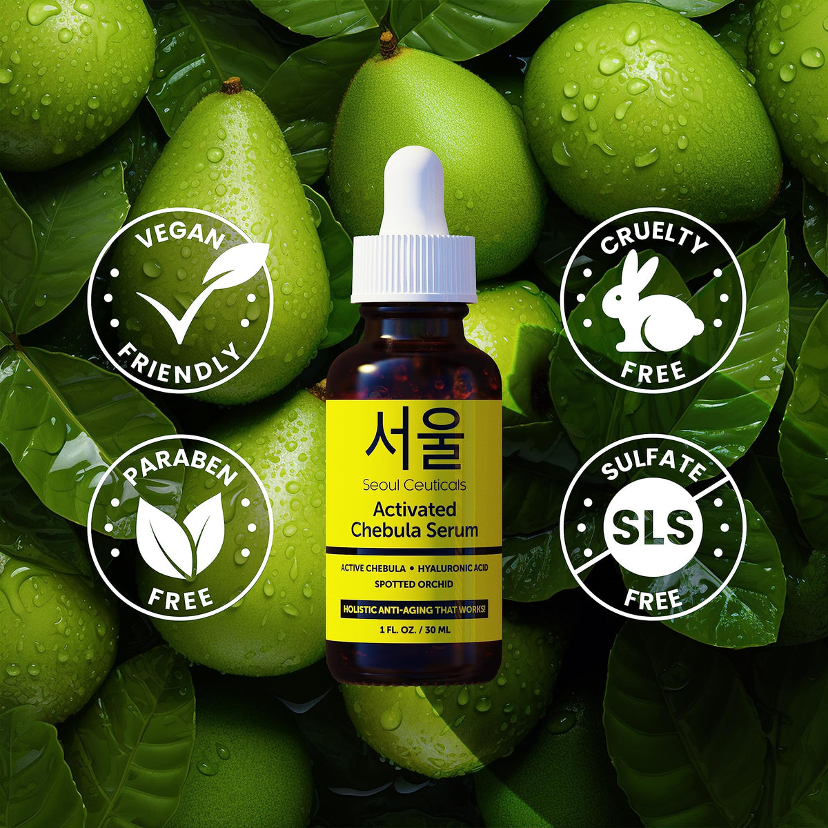 SeoulCeuticals Spotted Orchid visual demonstrates calming, even-toned skin