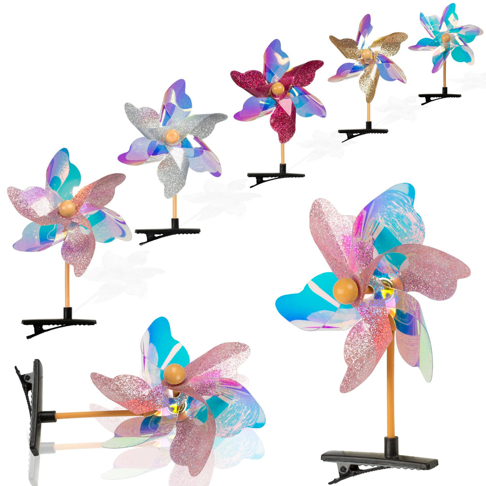 Sepco sequin pinwheel hairpin on an alligator clip for secure styling