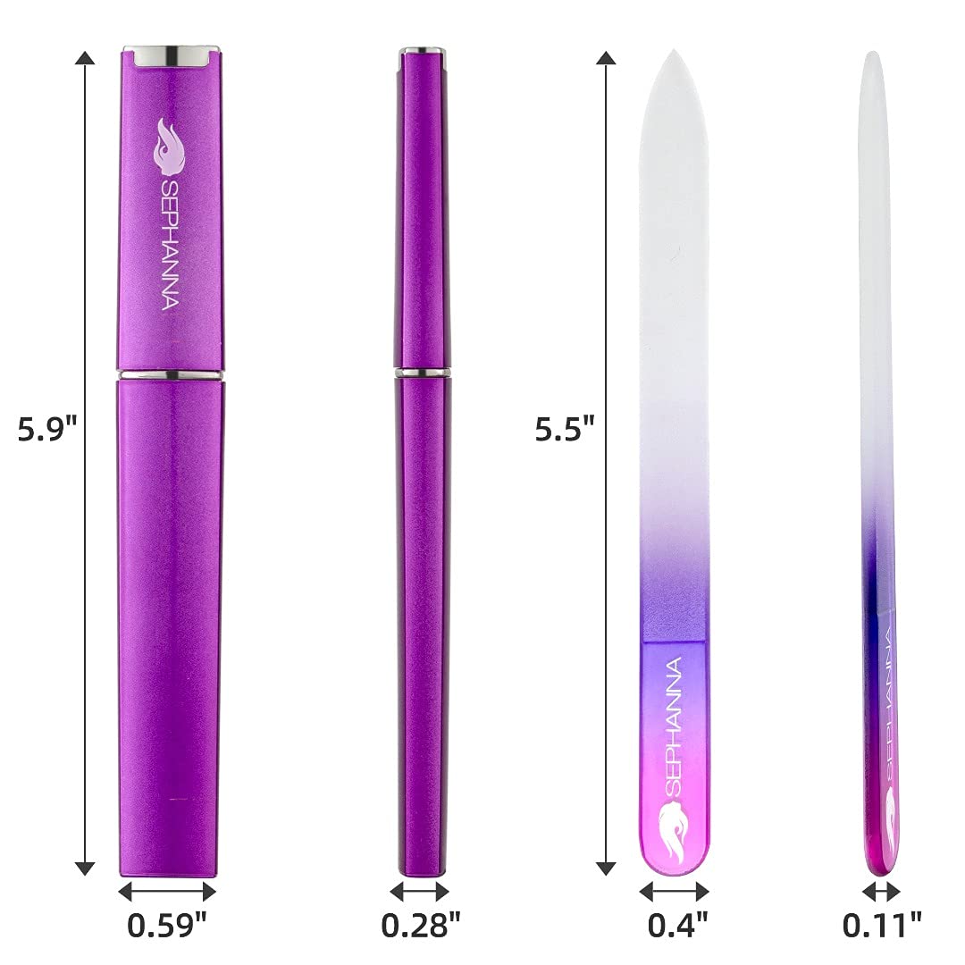 SEPHANNA crystal glass nail file in blue case with double sided filing surface