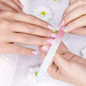 SEPHANNA crystal glass nail file in clear case for secure travel storage