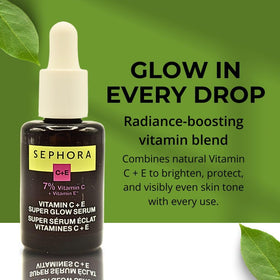 SEPHORA Super Glow Serum application demonstrates fast absorption for hydrated skin.