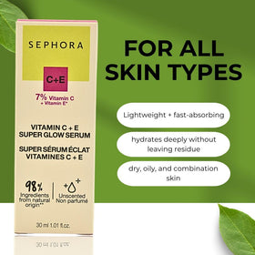 SEPHORA Super Glow Serum clinical-results illustrate improved radiance and even tone.