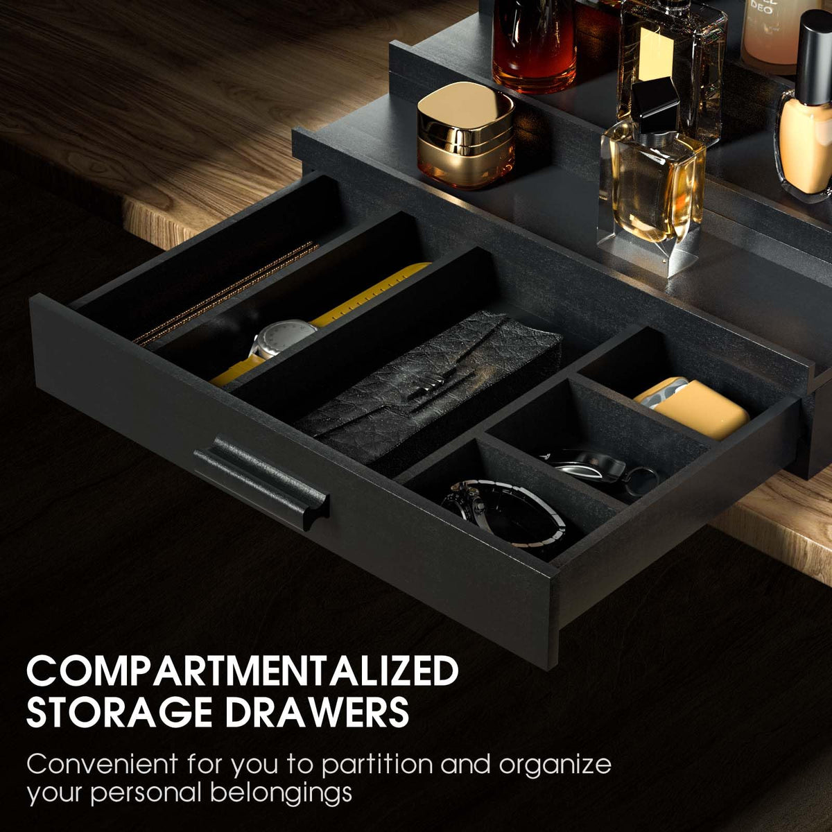 Sephyroth three-tier display shows organized fragrance collection at a glance