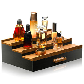 Sephyroth Cologne Organizer 3-tier display keeps bottles neatly arranged and accessible.