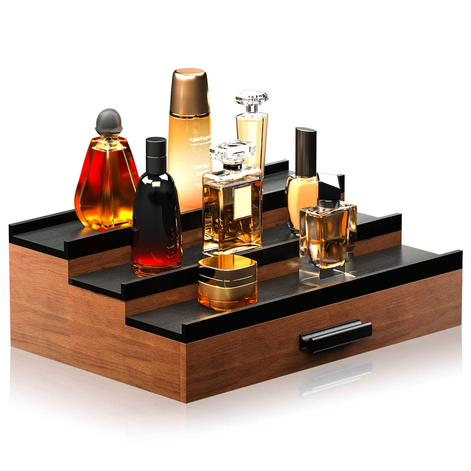 Sephyroth Cologne Organizer on a three-tier display shelf for easy access