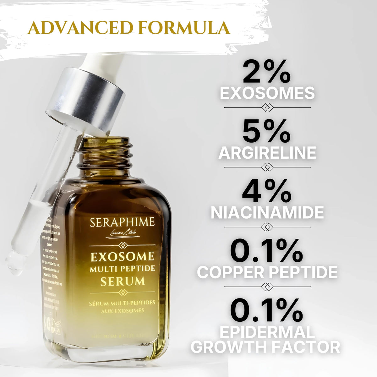 Seraphime Exosome Serum dropper for easy daily application and controlled dispensing.