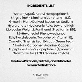 Seraphime Exosome Serum packaging detail conveys luxe design and quality.