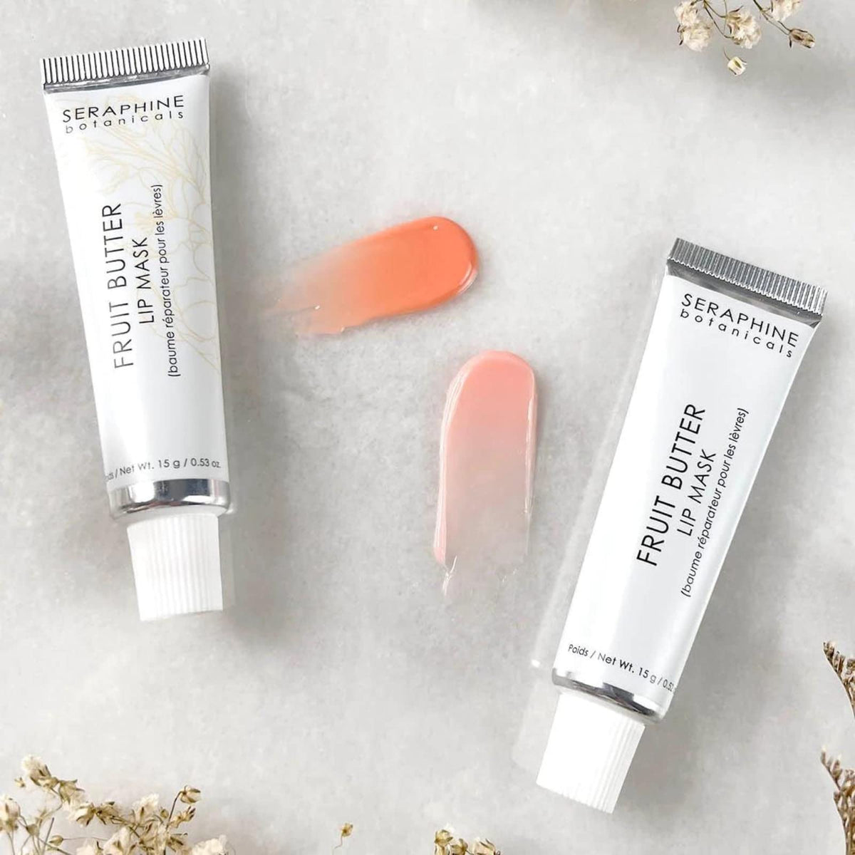 Seraphine Botanicals Fruit Butter Restorative Lip Mask key-ingredients include Shea Butter and Apricot Kernel.