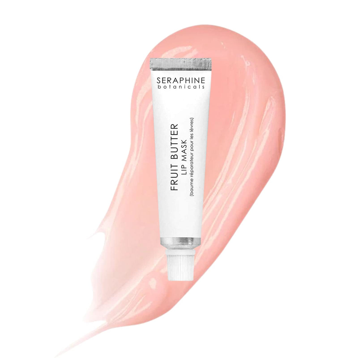 Seraphine Botanicals Fruit Butter Restorative Lip Mask packaging for overnight lip care and hydration.