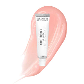 Seraphine Botanicals Fruit Butter Restorative Lip Mask packaging for overnight lip care and hydration.