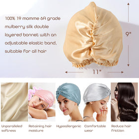 SereLune adjustable-band silk bonnet with elastic back for secure, comfortable fit.