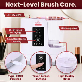 Serena Beauty dual-direction spin cleans deeply while protecting bristle softness