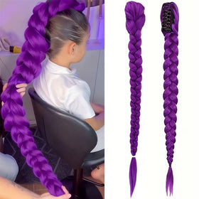 Serena Hair purple braided ponytail extension adds bold color and instant volume for everyday wear.