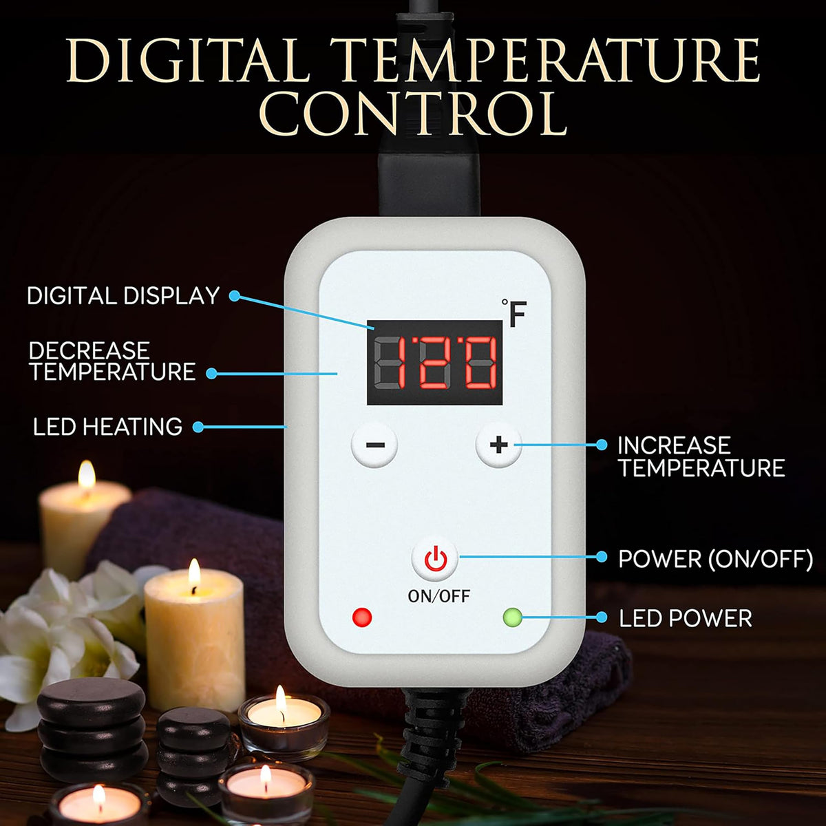 SereneLife digital temperature control for precise heat levels during therapies