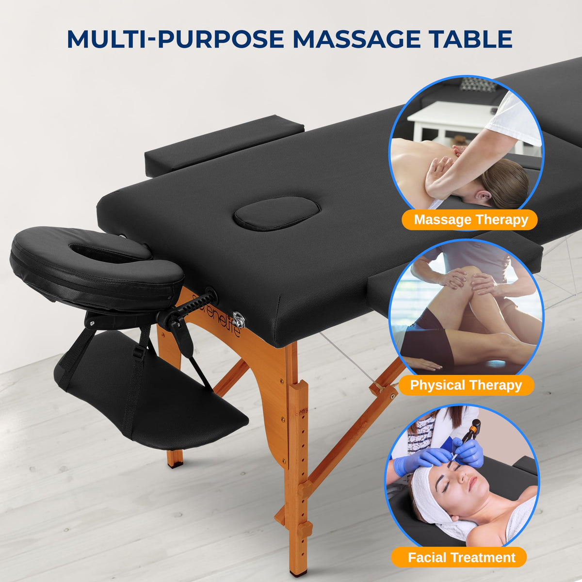 SereneLife portable massage table headrest adjustable for personalized positioning