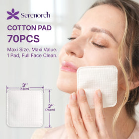 Close-up of Serenorch triple-layer cotton pad showing a durable, lint-free surface.