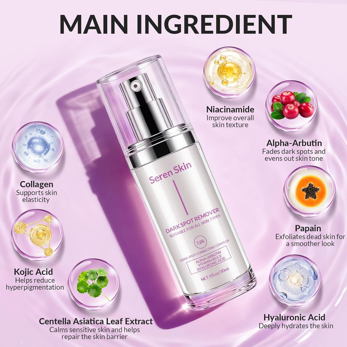 SerenSkin Dark Spot Remover texture close-up showing lightweight hydration.