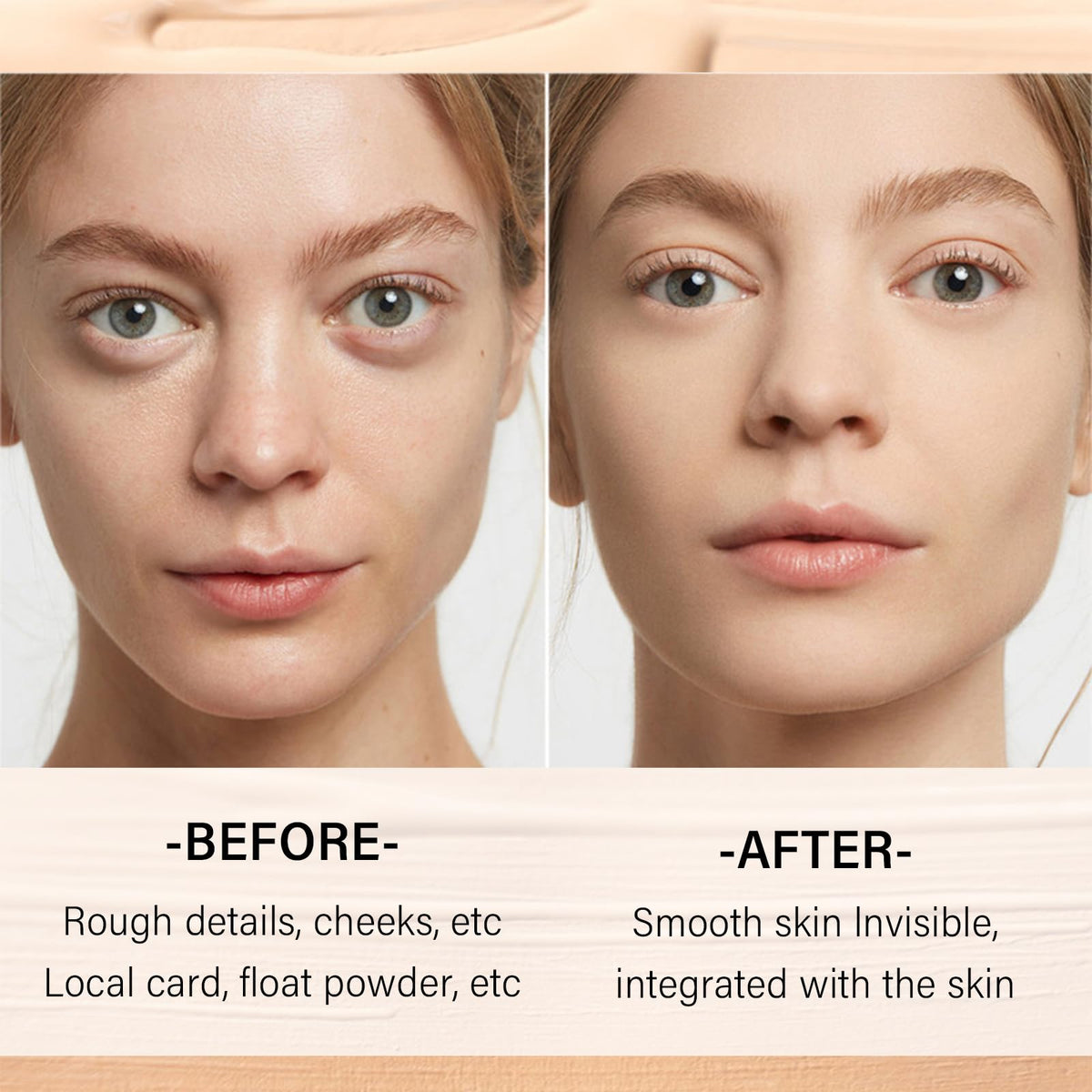 Mushroom puff application tip for precise nose and eye corners