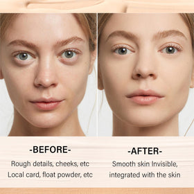 Mushroom puff application tip for precise nose and eye corners