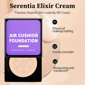 Close-up of SerentiaElixir BB cream texture showing hydrating formula