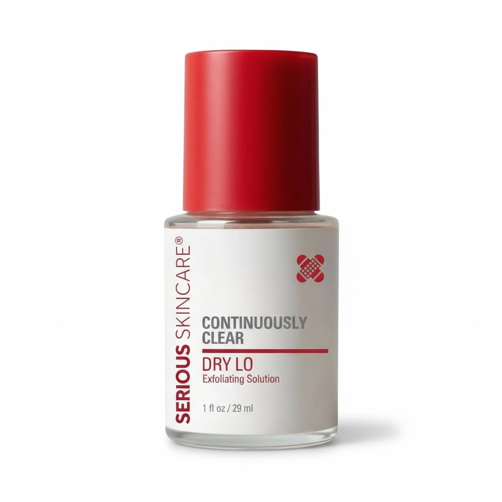 Serious Skincare DRY-LO bottle ready for targeted pore treatment.
