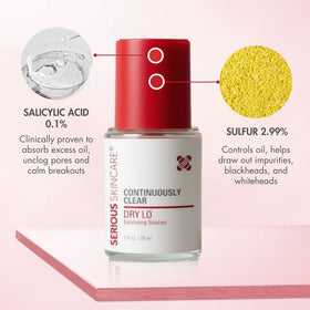 Close-up of DRY-LO texture used for targeted blemish care.