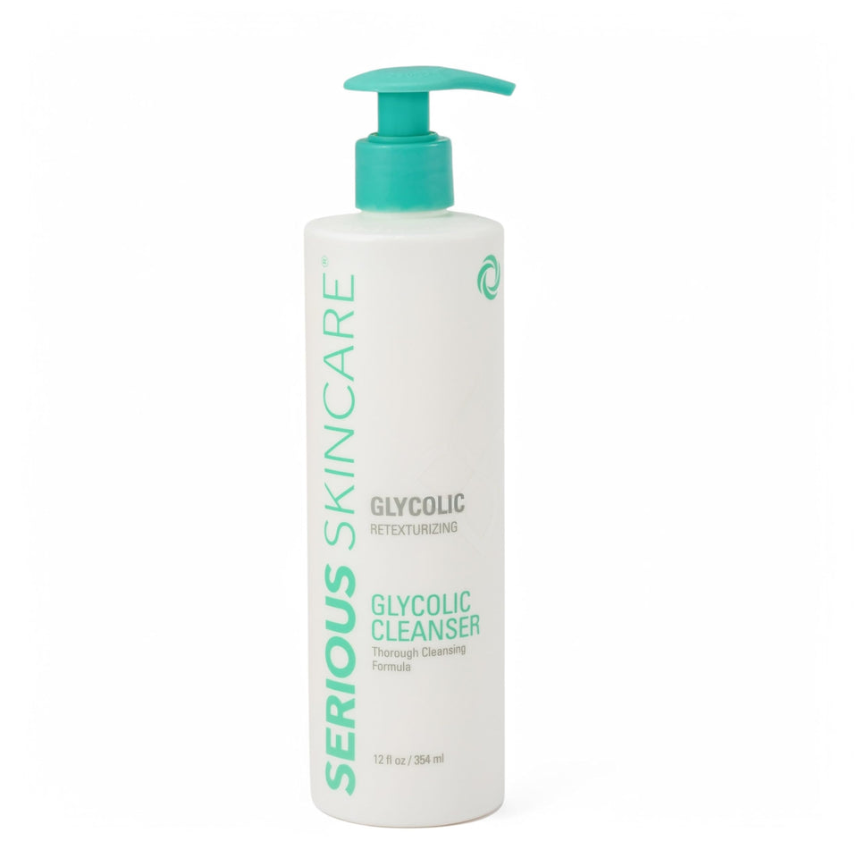 Serious Skincare Glycolic Cleanser bottle pump for easy daily cleansing and deep pore cleansing