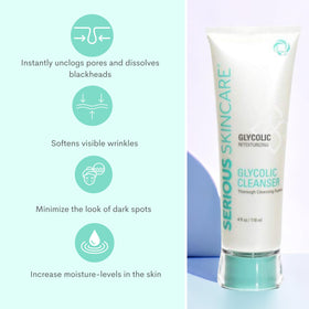 Creamy texture close-up of Serious Skincare Glycolic Cleanser ideal for deep pore cleansing