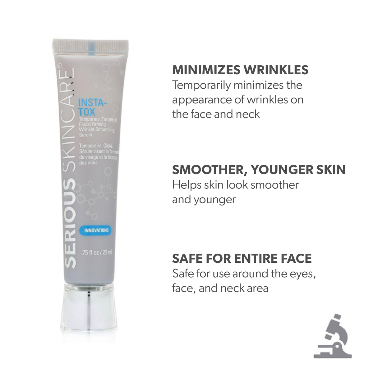 Serious Skincare INSTA-TOX skin application showing smoothing in action.