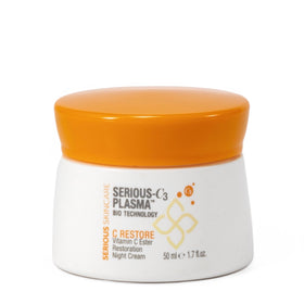 Serious Skincare Serious-C3 Plasma Restore jar closeup, highlighting deep overnight hydration