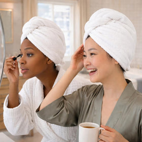 Seritaine hair towel wrap is portable for gym bag and travel.