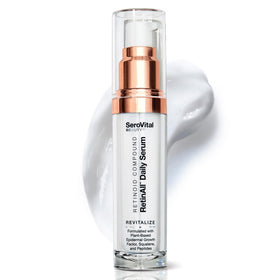 Serovital RetinAll serum bottle highlighting premium daily hydration for brightening