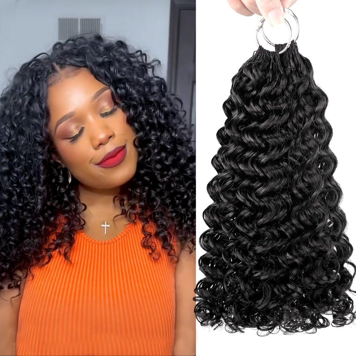 Serreal Gogo Curl hair packaging shows premium 100% human hair for a natural look.